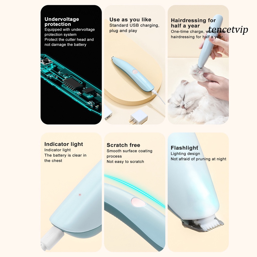 Tông Đơ Tỉa Lông Cho Thú Cưng Thiết Kế Xoay 360 Độ Sạc USB Tiện Dụng