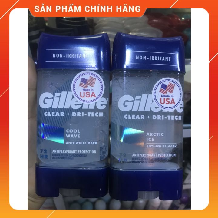 [ MẪU MỚI] GEL KHỬ MÙI GILLETTE COOL WAVE-CLEAR+DRI TECH-SPORT ACTIVE  3 tác động khử mùi khô thoáng da dưới cánh tay