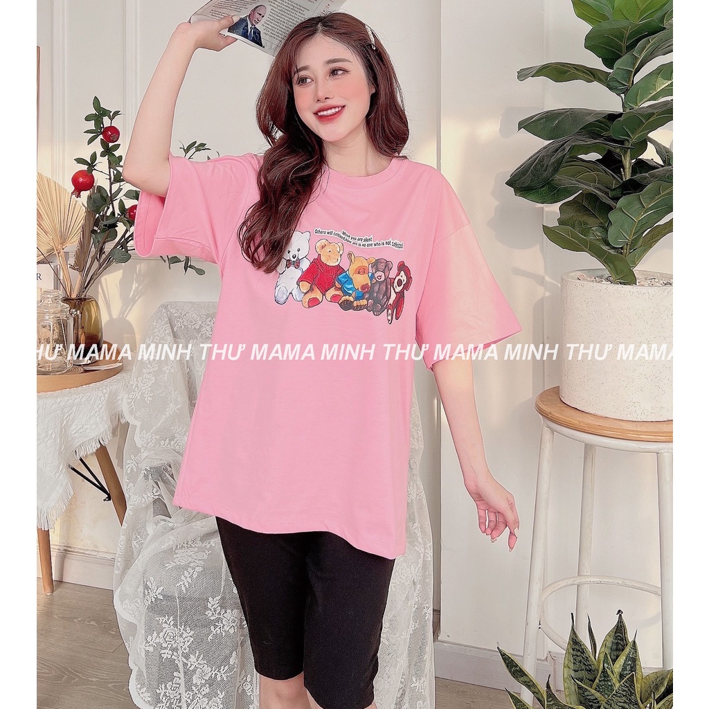Bộ bầu mặc nhà - chất liệu cotton - kiểu mới thời trang ( bộ lửng ép 5 Gấu Nhỏ )