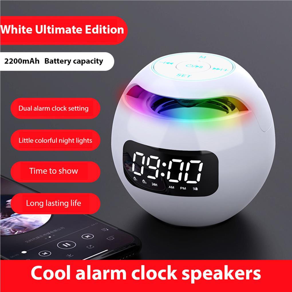 Loa Bluetooth Không Dây Tích Hợp Đồng Hồ Báo Thức 5 0 Có Thể Điều Chỉnh Ánh Sáng Nhiều Màu