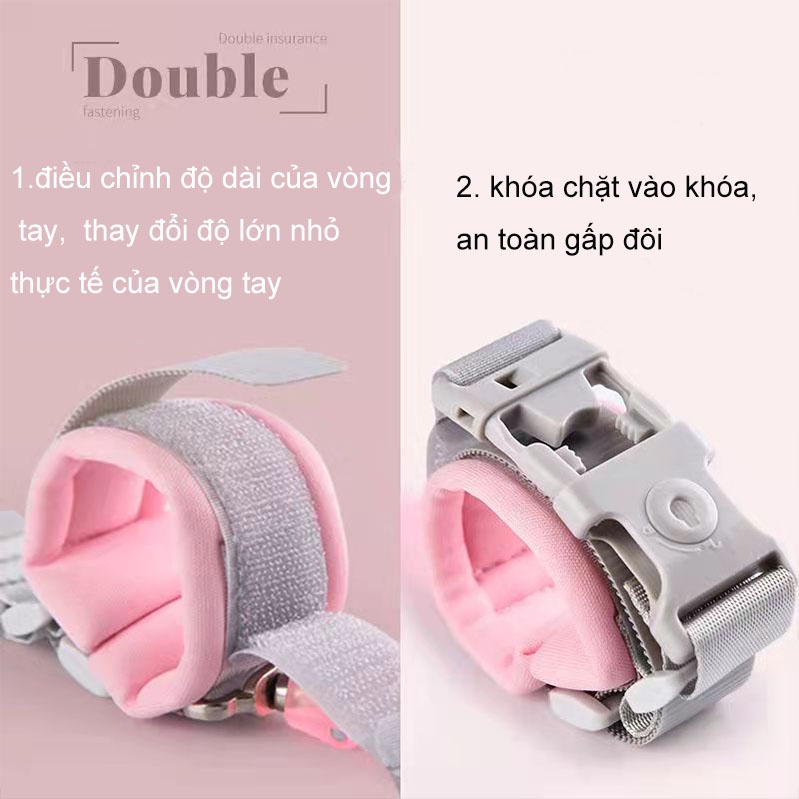 Dây Đai Đeo Tay Và Thắt Lưng Chống Thất Lạc Cho Trẻ Em 2 In1, Đầu Kim Loại Xoay 360°,Dài 2m, Tự Do Điều Chỉnh Độ Rộng