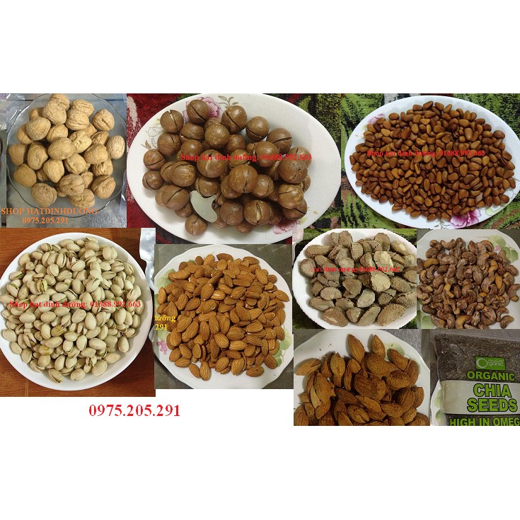 500g hạt mix còn sống làm sữa,làm bánh (óc chó,macca,hạnh nhân, điều,hướng dương, bí)