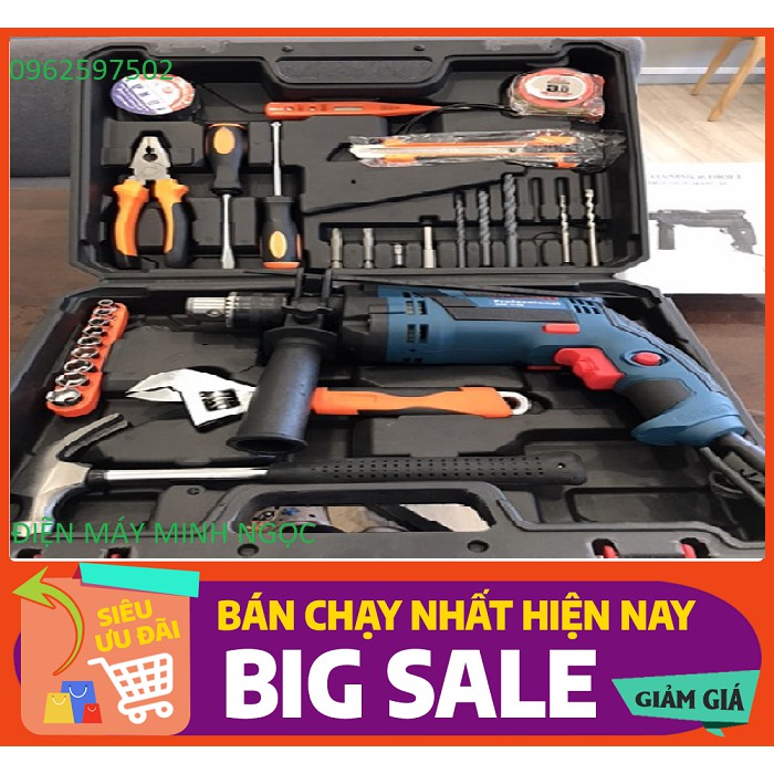 máy khoan bê tông- khoan lỗ-vặn vít boss910w tặng bộ đồ nghề tiện dụng