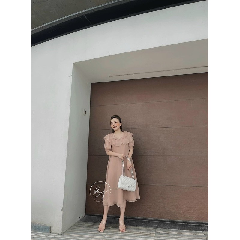 váy tơ óng 2 lớp cổ bèo | BigBuy360 - bigbuy360.vn