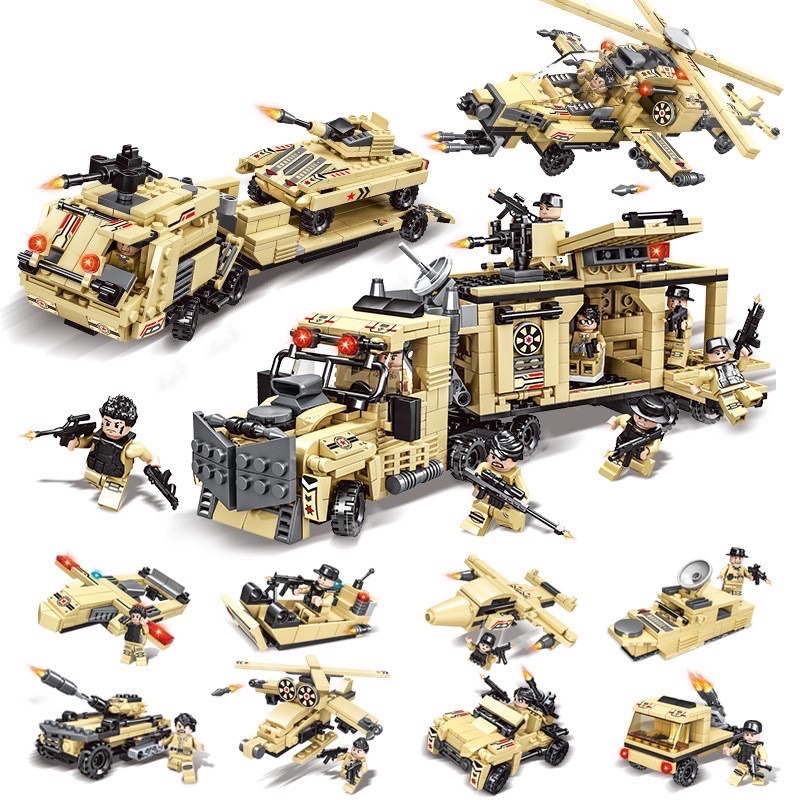 BỘ ĐỒ CHƠI XẾP HÌNH LEGO CẢNH SÁT SWAT NÂU, Lắp Ghép oto, lego robot, Lego thuyền, Lego trực thăng