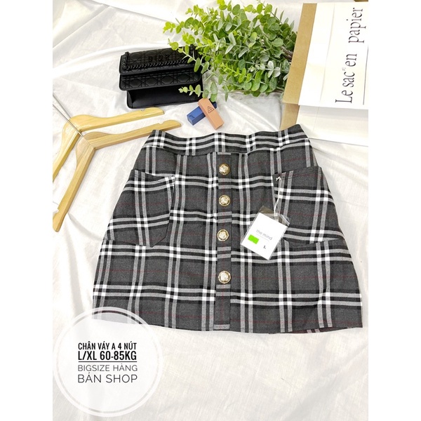 Chân váy BIGSIZE có quần trong sọc kẻ hothit 60-85KG