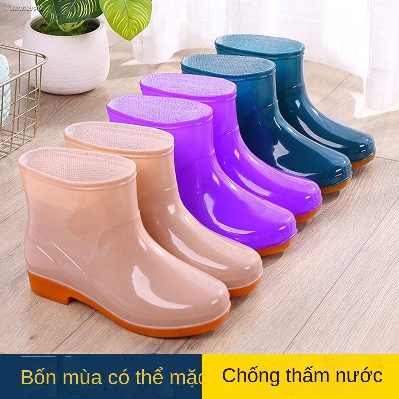 Giày đi mưa của phụ nữ ống ngắn cộng với thời trang cotton chống trượt ủng dành cho người lớn nước bên ngoài mặc nhà bếp