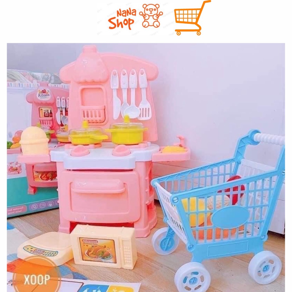 Bộ đồ chơi nấu ăn, đồ chơi nhà bếp cho bé gái nhiều chi tiết bằng nhưa cao cấp an toàn cho bé