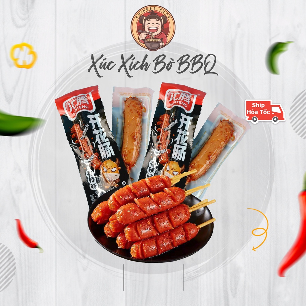 Xúc Xích Bò BBQ Cay Nhẹ Đồ Ăn Vặt Trung Hoa