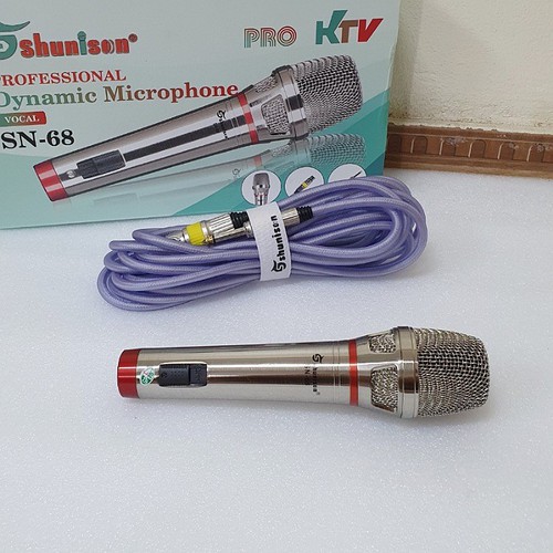 Micro có dây shunison sn-68 hát karaoke tương thích nhiều loại loa micro cực nhẹ bắt âm xa bảo hành 12 tháng
