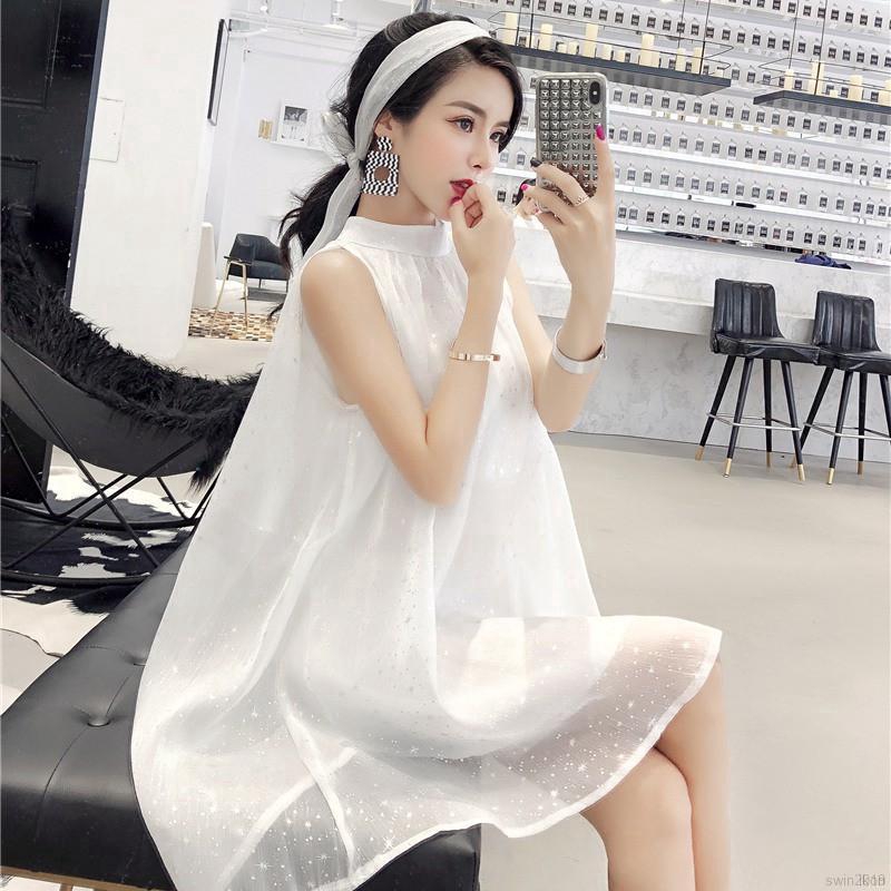 Đầm chiffon dáng rộng đính kim sa lấp lánh