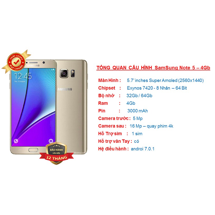  Điện thoại Samsung note 5 chính hãng