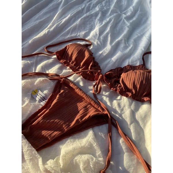 Bikini 2 mảnh cột dây chất thun cotton