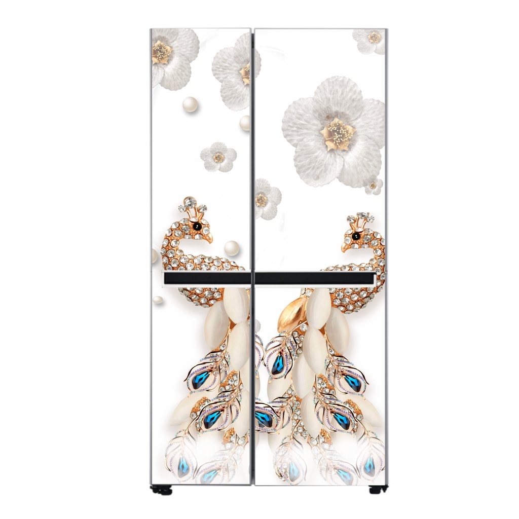 Miếng dán tủ lạnh 3D tủ side by side  2 cánh lớn, tủ 4 cánh không thấm nước siêu bền đẹp