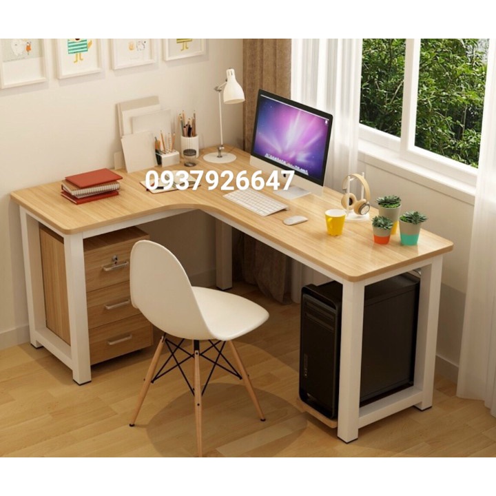 bàn làm việc bàn máy tính chữ L chân sắt chắc chắn
