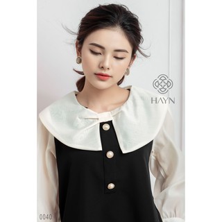 Đầm Đen Phối Tay Voan Nude