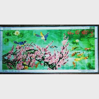 (ĐÃ ĐÍNH) Tranh đính đá thành phẩm VẠN SỰ NHƯ Ý 97x47cm