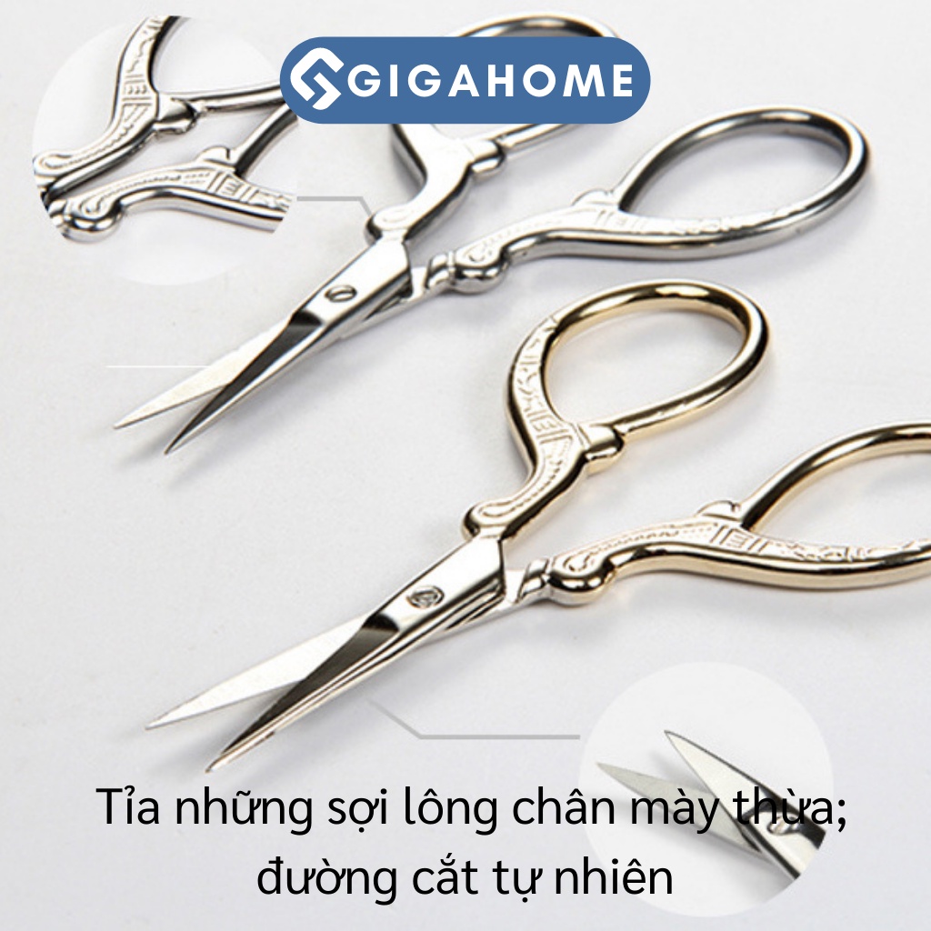 Kéo Cắt Tỉa Lông Mày, Lông Mi GIGAHOME Siêu Bén Họa Tiết Chim Hạc 9848