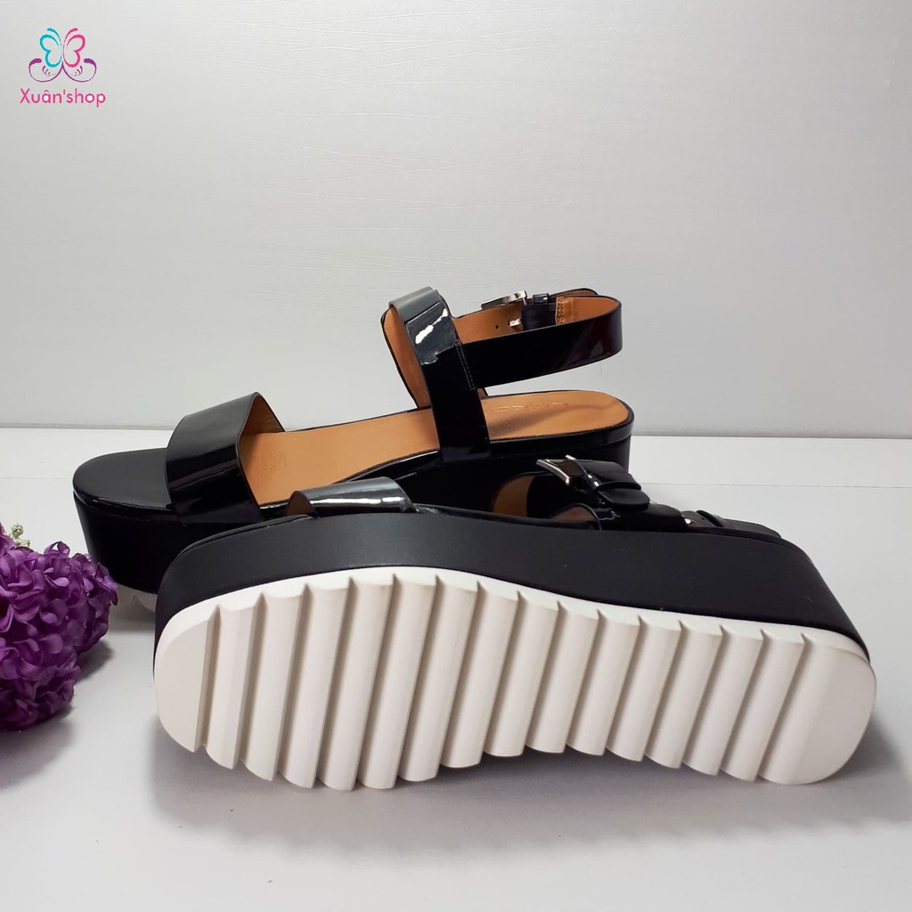 Sandal quai ngang hãng Kekafu da bóng, đế 9.5cm (CÓ SẴN)