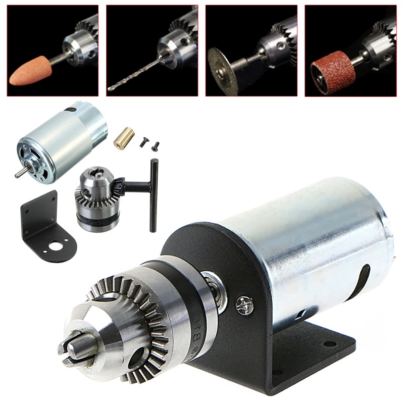 Động Cơ Máy Tiện Cầm Tay 555 Mẫu Mới Với Mâm Cặp 1 / 8 &quot;Chuck + Giá Gắn # 12-