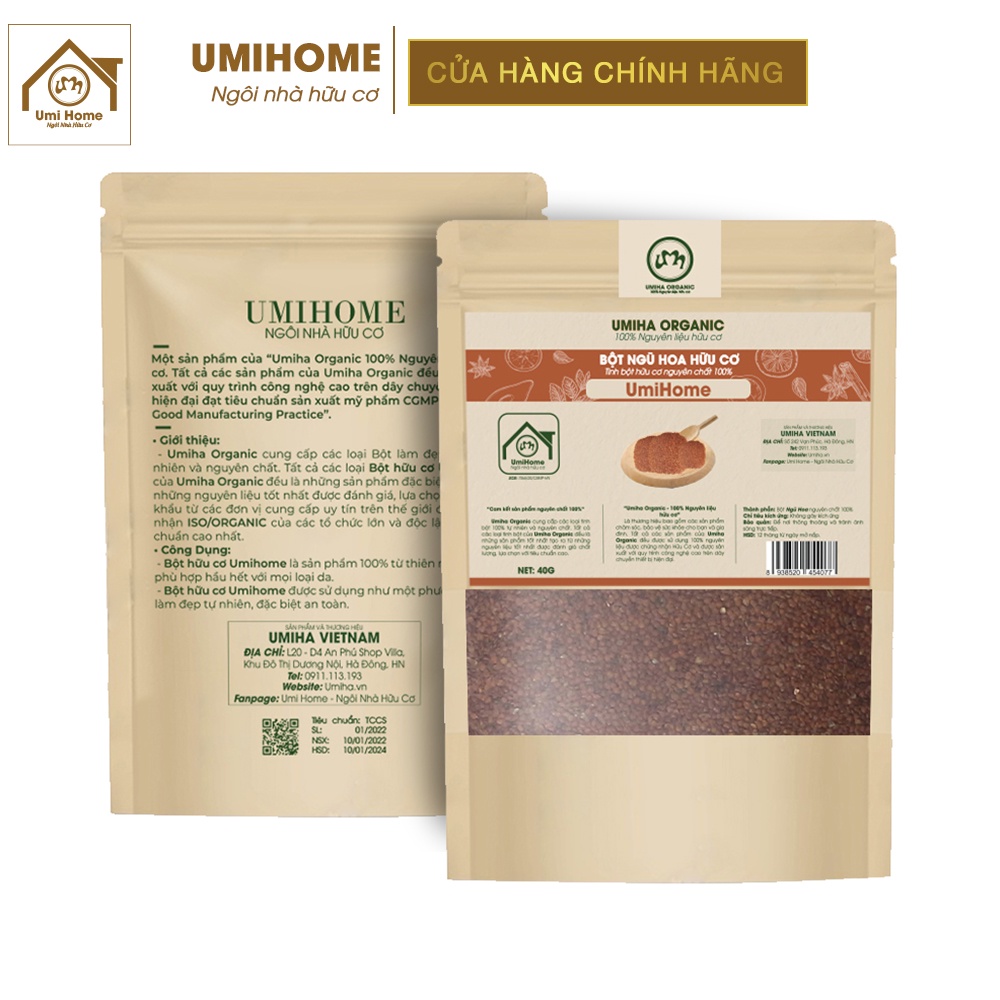 Bột Ngũ Hoa đắp mặt hữu cơ UMIHOME nguyên chất | Five Flower Powder 100% Organic 135G