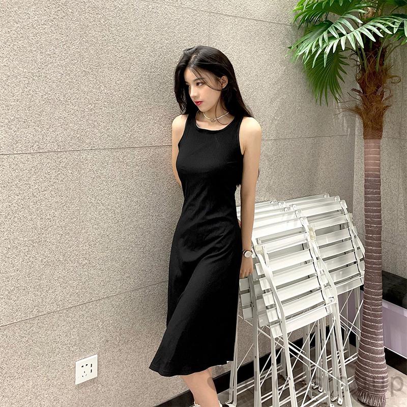 Đầm Không Tay Cổ Tròn Màu Sắc Đơn Giản Dành Cho Nữ