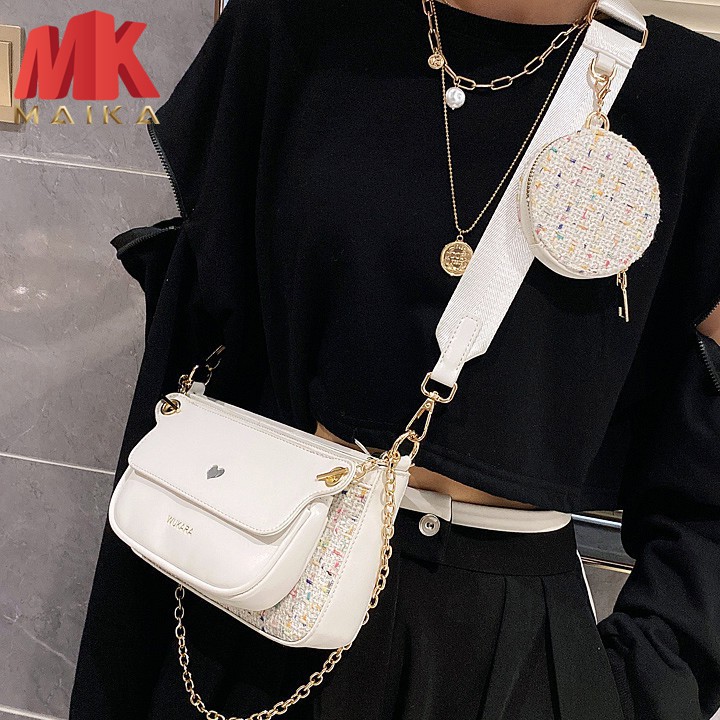 Túi xách nữ đeo chéo MK MAIKA G1005 TRẮNG thời trang, Túi đeo vai đa năng, Túi đựng điện phụ kiên tiện lợi