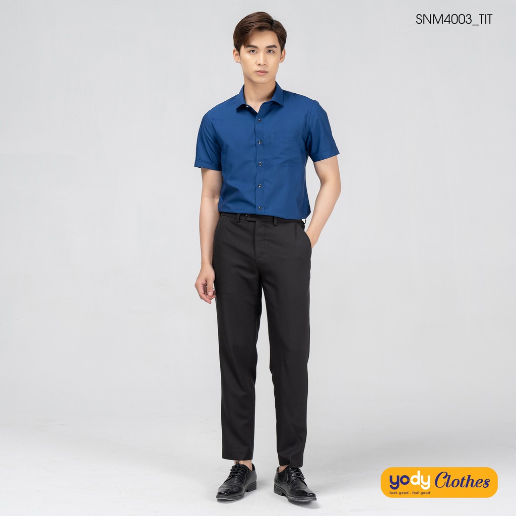 Áo sơ mi nam ngắn tay YODY vải lụa nến cao cấp khô thoáng giữ form SNM4003 | BigBuy360 - bigbuy360.vn