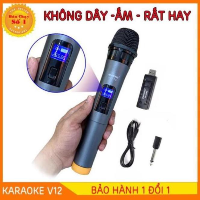 Micro Karaoke V12 không dây Dành Cho Loa Kẹo Kéo, Amli, Loa xách tay Bluetooth