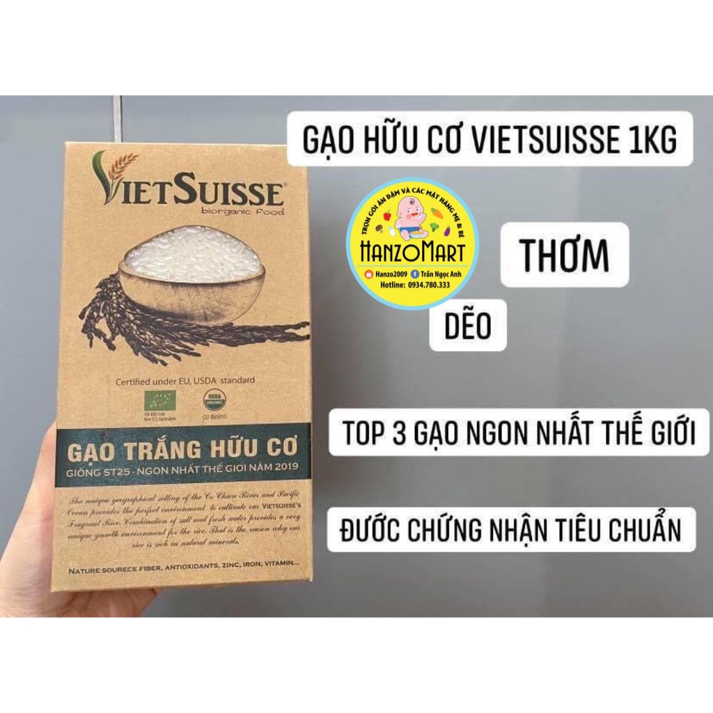 Gạo hữu cơ cho bé ăn dặm Vietsuisse / Hokkaido / Gạo ngũ cốc / hoa sữa (túi 1kg)