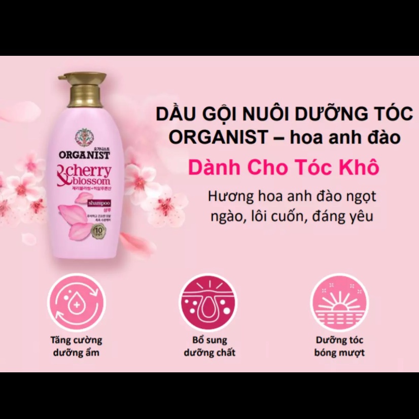Combo Dầu Gội Dầu Xả Organist Hương Hoa Anh Đào Dành Cho tóc Khô - 500ML X2