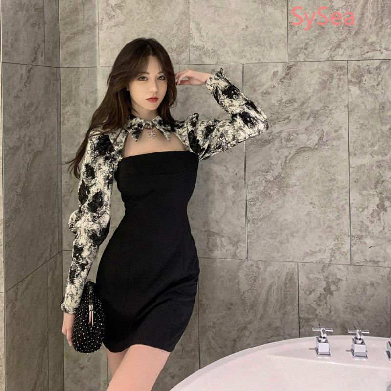 Đầm Tay Dài Hoạ Tiết Hoa Thời Trang Mùa Thu Cho Phái Nữ