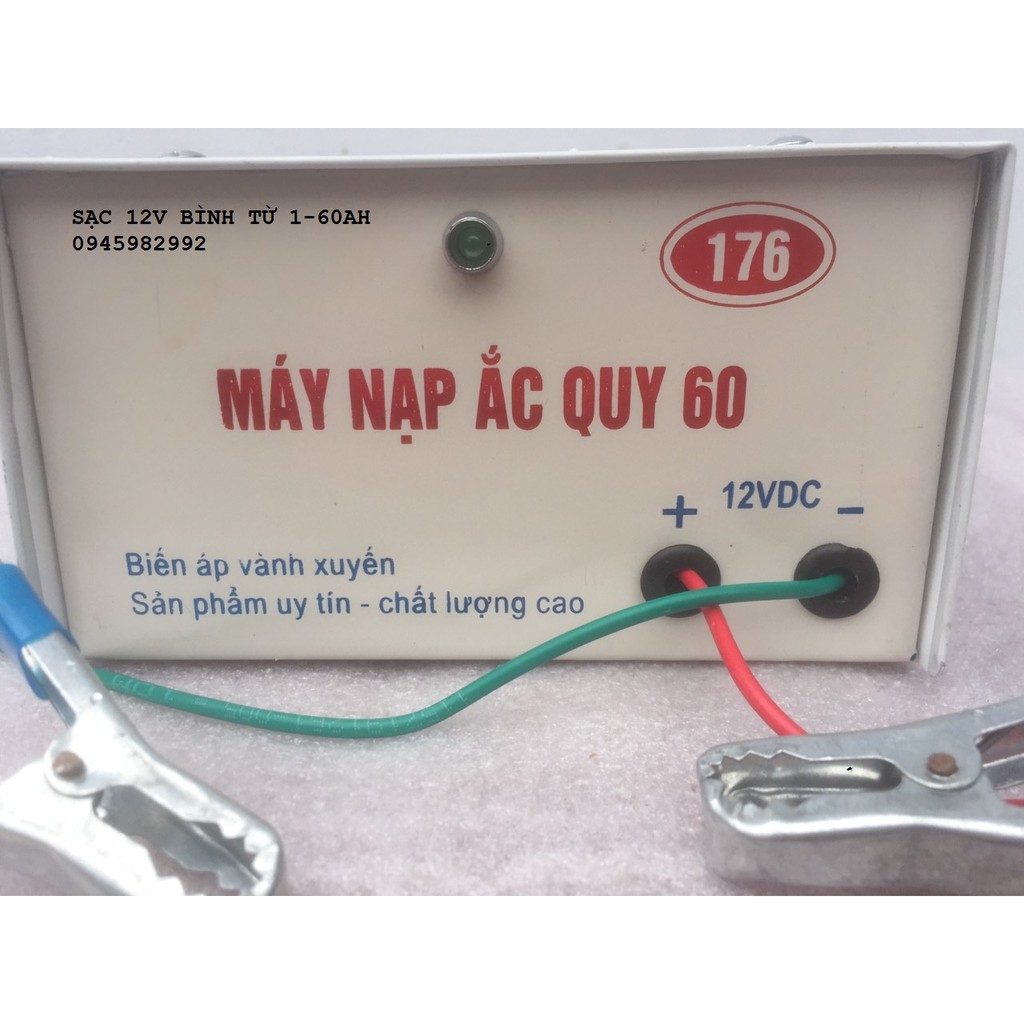 Xả Kho Giảm Giá . Sạc Acquy 12V.DÂY ĐỒNG 100%.SẠC BÌNH 1-60AH .Điện Cơ 176 VIỆT NAM