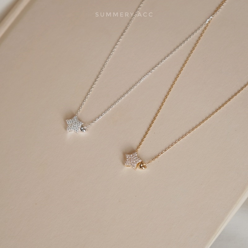 Vòng cổ bạc 925 SUMMERY ngôi sao trái tim dây chuyền S925