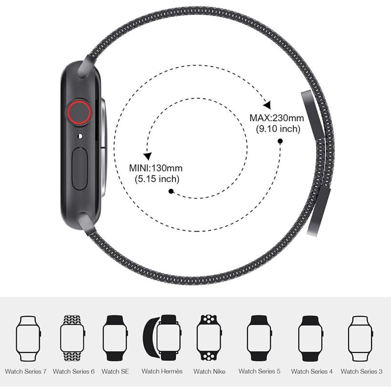 Dây Đeo Thay Thế Bằng Thép Không Gỉ Dạng Lưới Cho Đồng Hồ Thông Minh Apple Watch Ultra 49mm Series 8 7 41mm 45mm SE 6 5 4 3 2 1 44mm 42mm 40mm 38mm