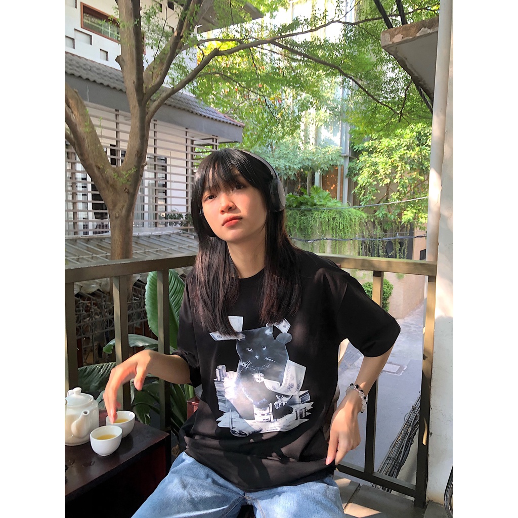 Áo thun form rộng nữ tay lỡ oversize chất vải cotton AT213 Miucho in hình hoạ tiết