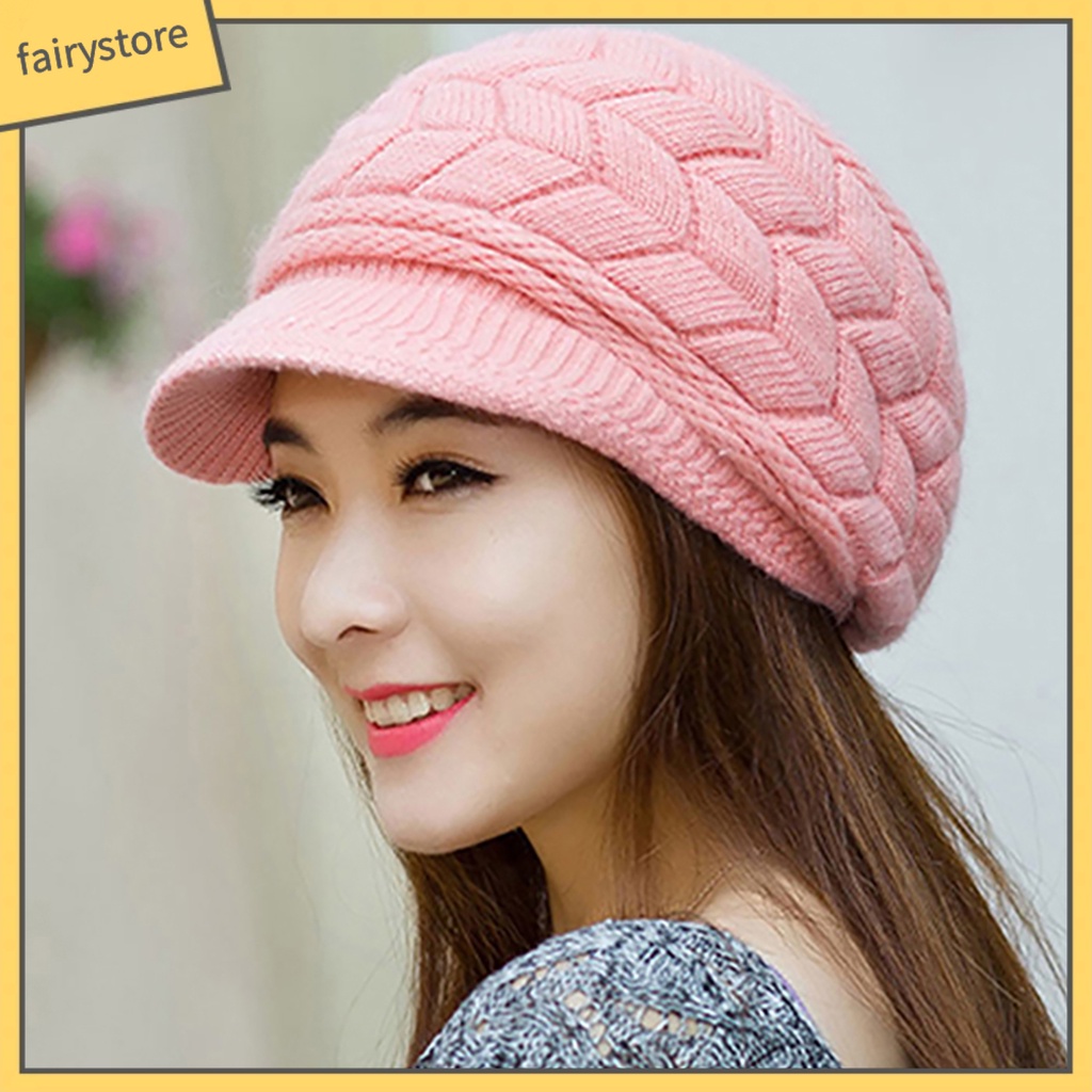 Mũ Beret Dệt Kim Màu Trơn Thời Trang Mùa Đông Cho Nữ