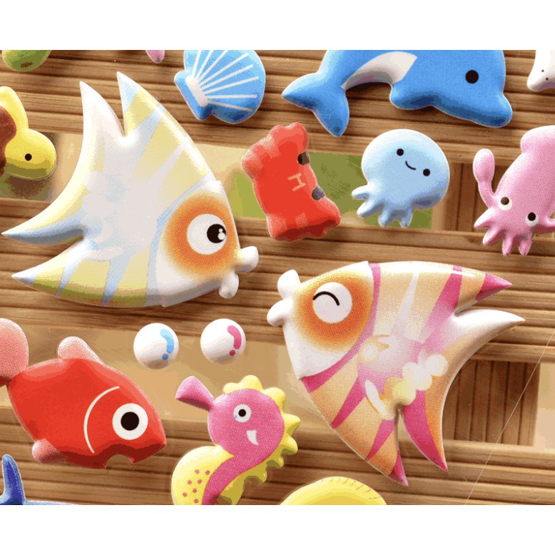 Sticker 3D chống thấm thế giới biển dán cho bé đồ chơi dán giải trí học thêm về con vật động vật dưới biển