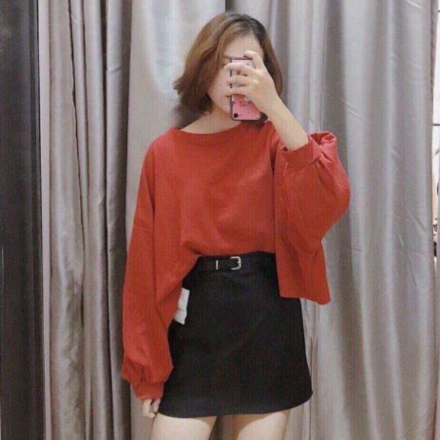 Áo CROPTOP tay thụng phôm rộng vải đẹp.