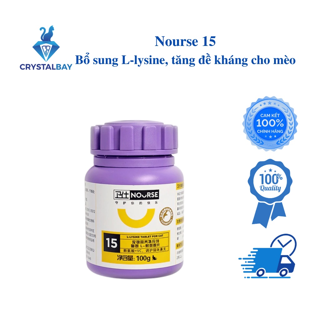 Nourse 15 (L-Lysine hỗ trợ hô hấp, tăng sức đề kháng) cho mèo