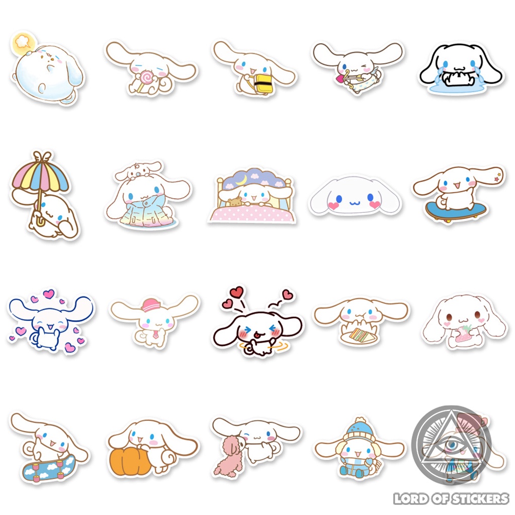 Set 50 Nhãn Dán Cinnamoroll Sticker Cute Nhân Vật Hoạt Hình Chống Thấm Nước Trang Trí Mũ Nón Bảo Hiểm, Laptop, Vali, Sổ