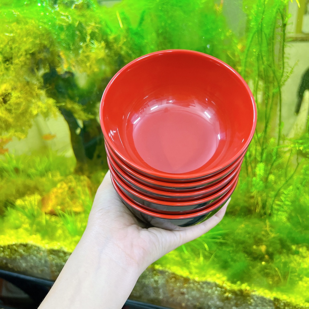 Chén Nhựa Melamine Hai Lớp Đỏ Đen FATACO CAO CẤP