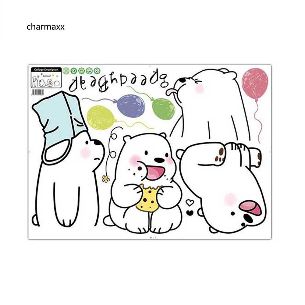 Nhãn dán tường hoạt tiết gấu hoạt hình dễ thương trang trí không gian gia đình | BigBuy360 - bigbuy360.vn