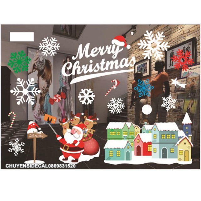 Decal Hít Tĩnh Điện Noel - Thành Phố Nhộn Nhịp mùa Lễ
