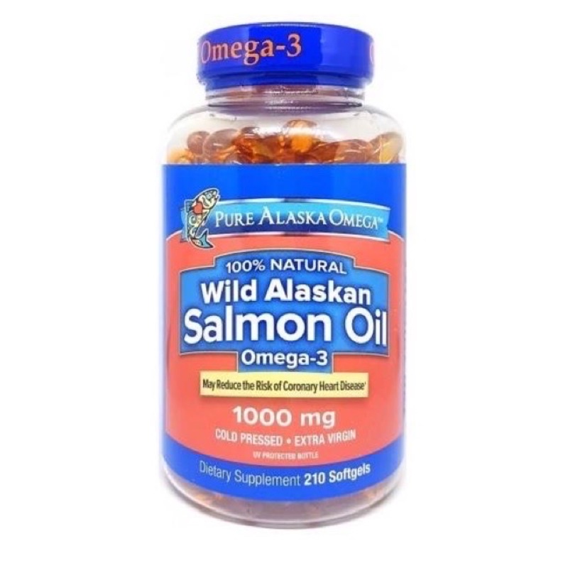 (Hàng Mỹ) Viên dầu cá hồi Pure Alaska Salmon Oil Omega3 1000mg - 210 viên