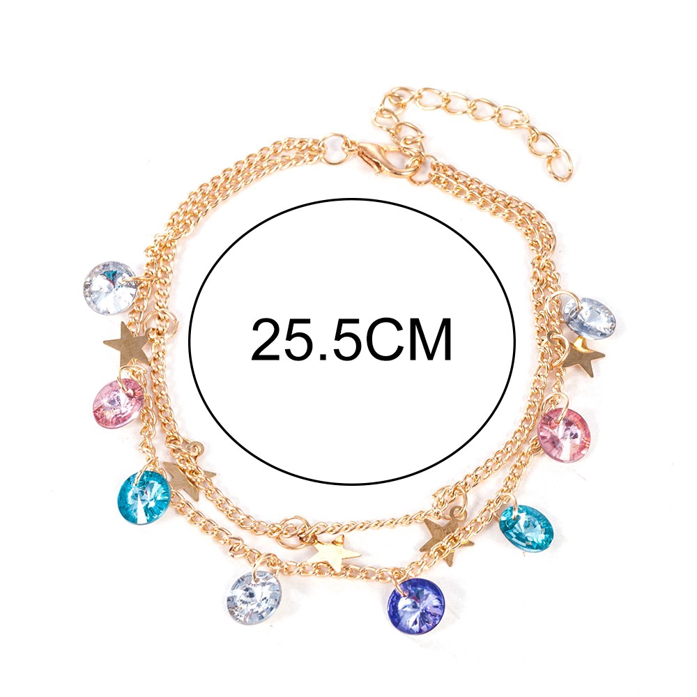 [READY STOCK] Fashion Beach Colorful Crystal Star Anklet Shiny Women Double Layer Feet Chain | BigBuy360 - bigbuy360.vn