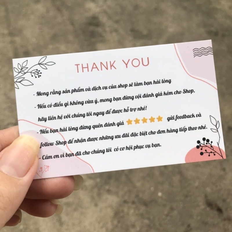 Combo 100 cái  thankyoucard, thiệp cảm ơn, Thẻ cám ơn có sẵn, Giấy bìa cứng cán màng size 9x5.5cm