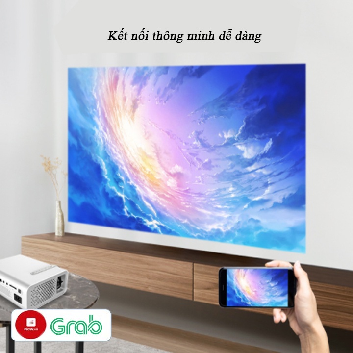 Máy chiếu mini fullHD 1080 độ sáng cao, kết nối điện thoại, máy tính