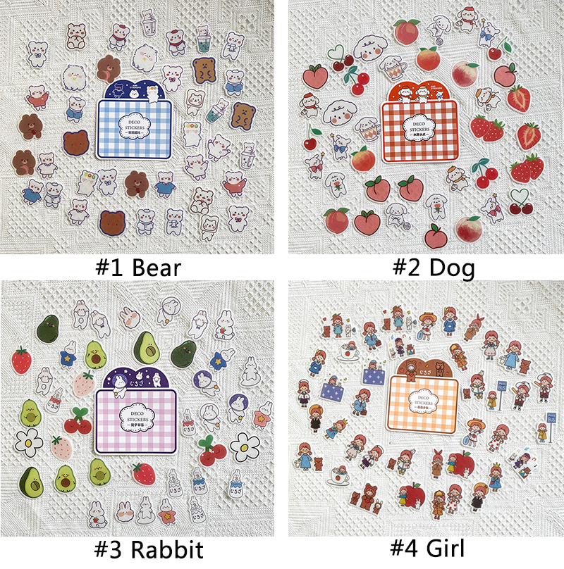 Bộ 40 miếng dán trang trí sổ tay họa tiết hoạt hình đáng yêu