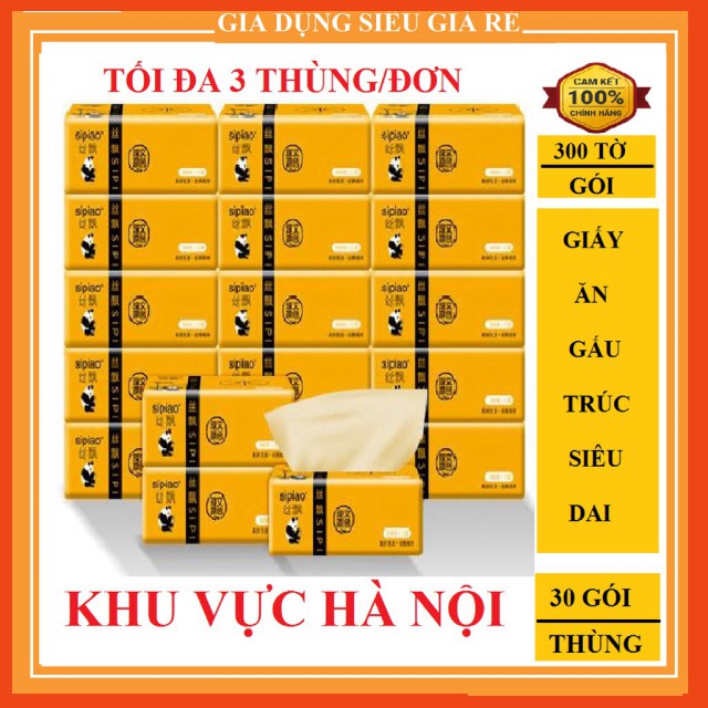 Thùng 30 Gói Giấy Ăn Gấu Trúc SIPIAO Siêu Dai, Không Chất Tẩy Trắng